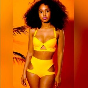 Andrea Iyamah Taba Bikini Top Swimwear in Yellow Size Medium